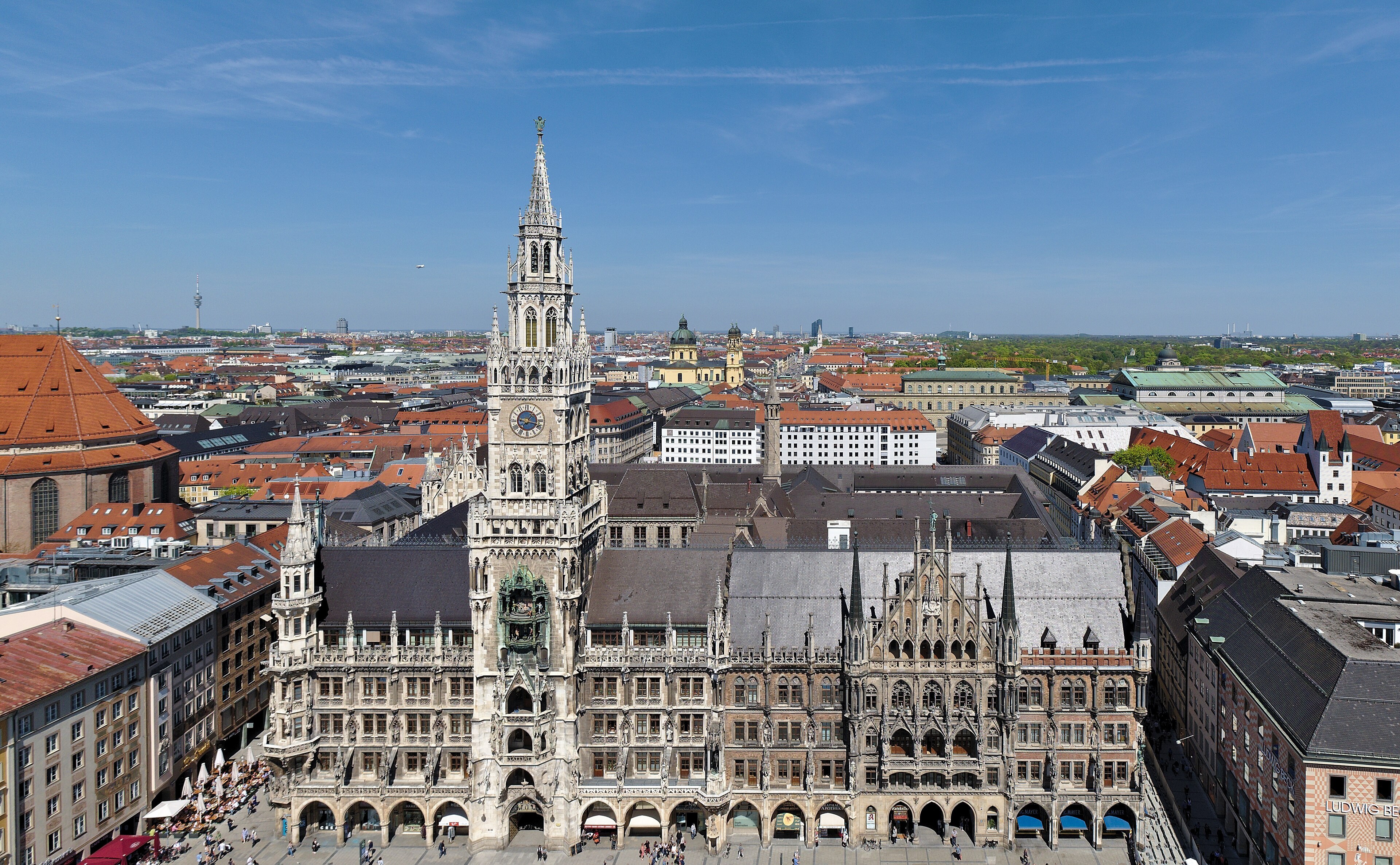 New Town Hall on Marienplatz in Munich, the Gothic Revival tower